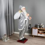 Дед Мороз "С мешком" реакция на движение, танцует, 180 см, серебро