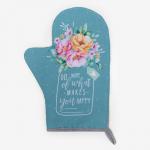 Варежка-прихватка «Доляна» В горошек 20?28 см, габардин, 35% хлопок, 65% п/э, ватин 250 г/м?