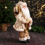 Дед Мороз под ёлку «Зимнее волшебство. Новогодняя игрушка в колпачке, с подарком», 47 см, бело-золотой