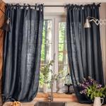 Комплект штор для кухни с завязками «Этель» Linen collection grey,145?180 см-2 шт.,100% лён