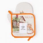 Набор кухонный «Этель. Кролики»: варежка-прихватка 20?28 см, прихватка 19?19 см,100% хлопок