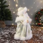 Дед Мороз под ёлку «Зимнее волшебство. В пушистой шубе, с мешком» двигается, 40 см, белый