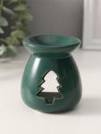 Аромалампа для эфирных масел «Ёлочка», керамика, т. зелёная, 6.8?6.8?7.5 см