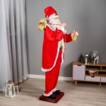 Дед Мороз «С колокольчиком и мешком» реакция на движение, танцует, 180 см, красный