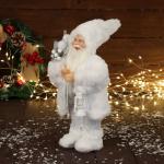 Дед Мороз под ёлку «Зимнее волшебство. Новогодняя игрушка в белой шубке», 30 см, МИКС