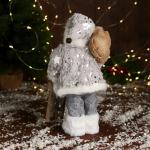 Дед Мороз под ёлку «Зимнее волшебство. Новогодняя игрушка в блестящей шубе», 28 см, серебристый