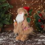 Дед Мороз под ёлку «Зимнее волшебство. Новогодняя игрушка в вязаном костюме» двигается, с подсветкой, 30 см, красный