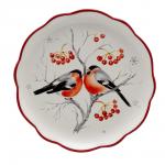 MILLIMI Снегири Блюдо круглое, 20х20х2,5см, керамика