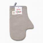 Варежка-прихватка «Доляна. Душевная кухня», серый, 20?28 см, рогожка, 100% хлопок
