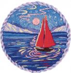 Набор для вышивания "PANNA" "Живая картина" JK-2207 "Брошь. Парусник под луной"