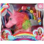 313931 Голова-манекен единорог 25 см с цветной гривой и акс для волос, кор КАРАПУЗ в кор.2*24шт