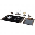 Набор настольный подарочный Delucci 9 предметов, испанский мрамор с серебр. отделкой, часы в комплекте, MBm_00909