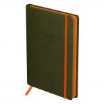 Ежедневник датированный 2026г., А5, 176л., твердый переплет, кожзам, BG Contrast. Khaki, хаки, цветной срез, на резинке, DdА5_09462