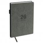 Ежедневник датированный 2026г., А5, 176л., твердый переплет, кожзам, BG Fillsta. Gray, серый, DdА5_09614