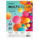 Бумага цветная OfficeSpace Multicolor, A4, 80 г/м2, 100л., (20 цветов), MC_57341