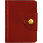 Визитница карманная OfficeSpace на кнопке, 10*7см, 18 карманов, натуральная кожа, красный, 312565