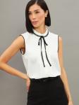 Блузка без рукавов с отделкой из тесьмы OD-973-1 белый