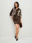 Блузка из атласной ткани OD-887-5 леопард коричневый с хаки