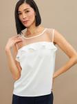 Блузка без рукавов с сеткой и воланом OD-992-1 белый