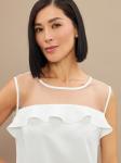 Блузка без рукавов с сеткой и воланом OD-992-1 белый