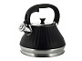 Чайник 3,0л из нерж.стали со свистком и ручкой "soft touch" черный 0858