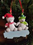 FM Елочное украшение Два мишки на льдине, полистоун, 8х8х1,5 см.
