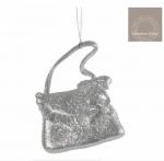 Christmas House Украшение елочное Сумочка , цвет серебро 11 см.