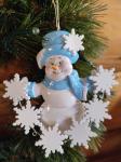 FM Елочное украшение Снеговик с гирляндой из снежинок, 12х11,5х1 5см.