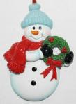 FM Елочное украшение Снеговик с венком, полистоун, 10х7х2 см.