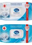 AURA Family 120шт Влажные салфетки с антибактериальным эффектом с крышкой
