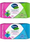AURA Tropic cocktail 60шт Влажные салфетки с антибактериальным эффектом (2 дизайна)*24