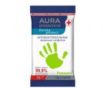 AURA стикер "рука" 15шт Влажные салфетки Derma Protect Ромашка антибактериальные