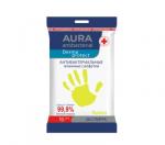 AURA стикер "рука" 15шт Влажные салфетки антибактериальные Derma Protect Лимон