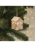 Ёлочная игрушка «Домик с колокольчиками», 8?5?6 см, 1 LED, от батареек, свечение тёплое белое