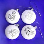 Ёлочные шары под раскраску на новый год «Волшебный подарок», 4 шт., набор для творчества