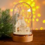 Настольный декор с подсветкой «Дом и снеговик», 19?10?10 см