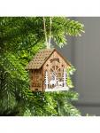 Ёлочная игрушка «Домик с оленями», 8?7?5.5 см, от батареек, свечение тёплое белое