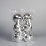 Ёлочные игрушки «Винтажный глянец», шары новогодние, набор 6 шт., d=8 см, серебристый