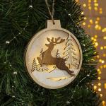 Ёлочная игрушка «Бегущий олень», 12?13?1 см, 4 LED, от батареек, свечение тёплое белое