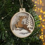 Ёлочная игрушка «Бегущий олень», 12?13?1 см, 4 LED, от батареек, свечение тёплое белое