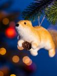 Ёлочная игрушка «Белка с шишкой» 4.5?20 см, бежевый