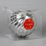 Ёлочная игрушка «Винтаж», шар новогодний, d=11.5 см, полосы, серебристый