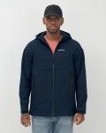 Ветровка спортивная мужская с капюшоном softshell темно-синего цвета 9563TS