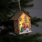 Ёлочная игрушка «Дед Мороз со снеговиками», 11?9.5?6.8 см, 1 LED, от батареек, свечение тёплое белое