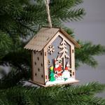 Ёлочная игрушка «Дед Мороз со снеговиками», 11?9.5?6.8 см, 1 LED, от батареек, свечение тёплое белое