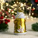 Ёлочная игрушка «Дед Мороз» снежинки, h=12 см, ручная роспись, золото