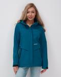 Ветровка спортивная женская с капюшоном softshell синего цвета 9566S