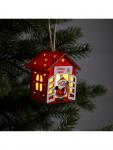 Ёлочная игрушка «Дом с Дедом Морозом», 8.7?4.6 см, 1 LED, от батареек, свечение тёплое белое
