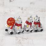 Ёлочная игрушка 4 шт. «Мишка в шарфике» 5.5?8 см, серебро