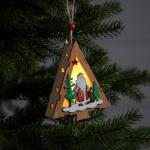 Ёлочная игрушка «Ёлочка с Дедом Морозом», 12?10?3 см, 1 LED, от батареек, свечение тёплое белое